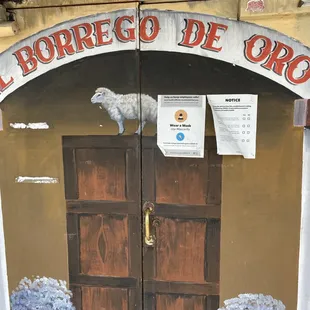 the entrance to a restaurant