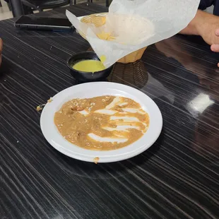 Beans and cheese with chips and salsa