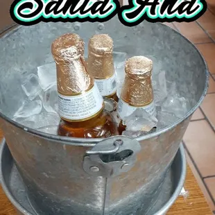 1 imported beer $4.99 - 1 bucket of beer (6 beers) $17.99  M-F only