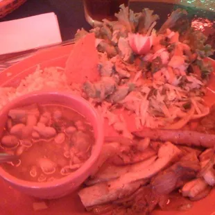 Combo Fajita lunch, red neon lighting for photo :)