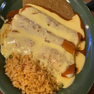 Chile gravy enchiladas al carbon!