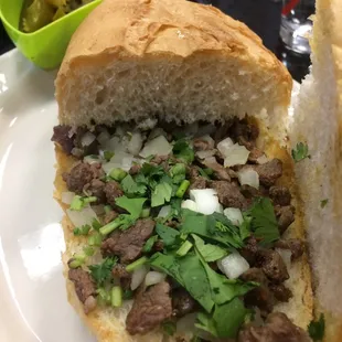 Torta de Carne Azada...they forgot the avocado