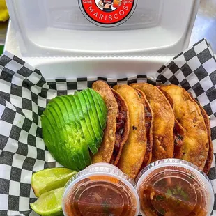 Tacos Dorados de Camaron (crunchy shrimp tacos)