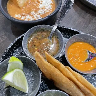 Complimentary chips and dip. Beans very good