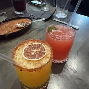 Mango and Sandia margaritas on the rock