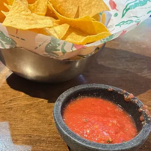 Hard cold chips, and flavorless salsa