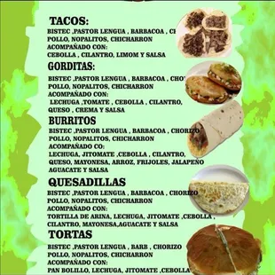 The menu is provided below