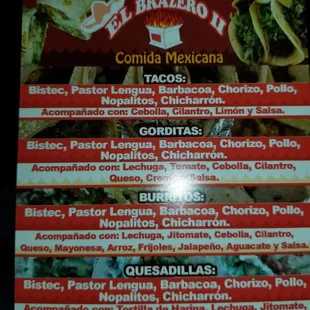menu