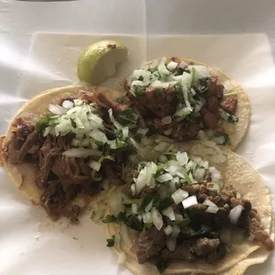 Top - al Pastor Middle - Carnitas Lower - Asada