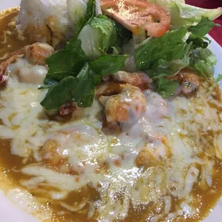 Camarones en Salsa Verde con Queso