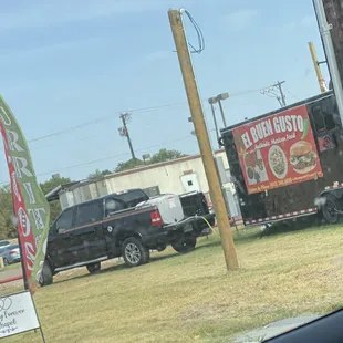 a truck parked in a parking lot