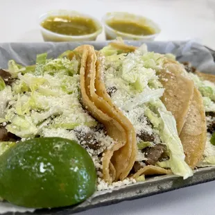 Three Carne Asada Tacos