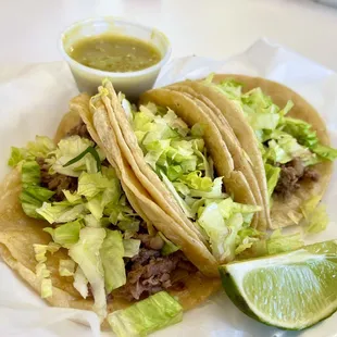Three Carne Asada Tacos