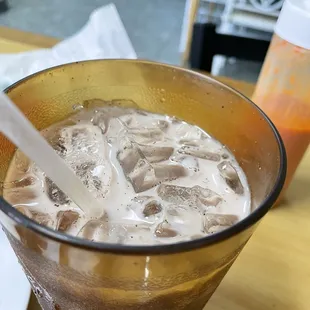 a cold drink in a glass