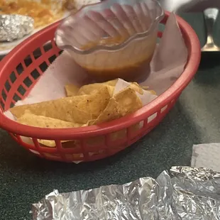 They home make their fortis chips and salsa