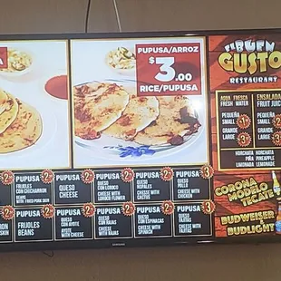 a menu for mexican food