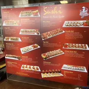 Sushi menu (Picture taken 3/5/2021)