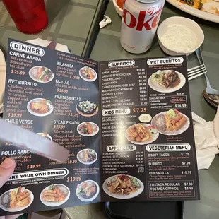 The menu showing that ingredients are not listed.