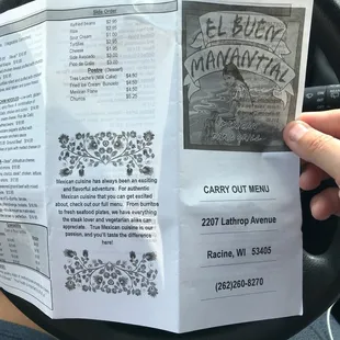 part of menu