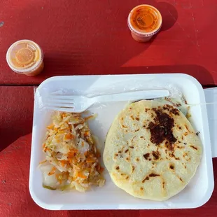 Loroco con Queso Pupusa with curtido