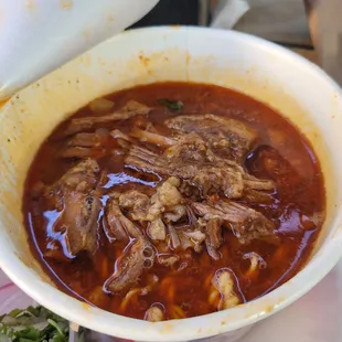 Birria ramen. Meat was too hard. Lot of fat/oil.