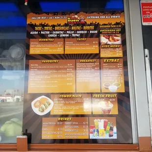 The whole menu minus the breakfast