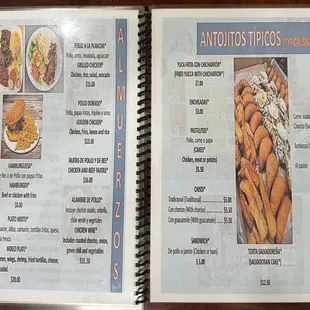 Menu, pages 2 and three