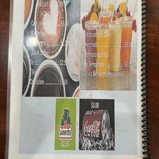 Menu, back cover, with drink menu.