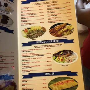 Menu as of January 2018