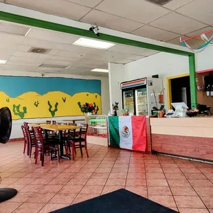 the interior of a mexican restaurant