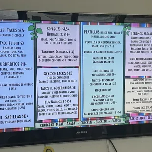 The menu has plenty to choose from