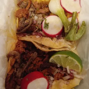Tacos Campechanas - minus the taco I ate. 3 to a platter.