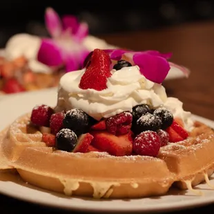 We have a full breakfast menu available daily! Pancakes, waffles, and more.