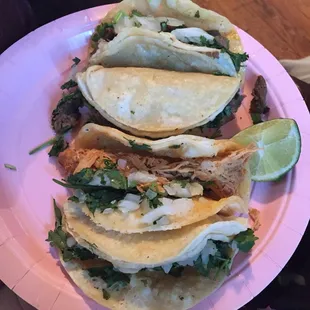 Chicken and steak tacos... delicious!