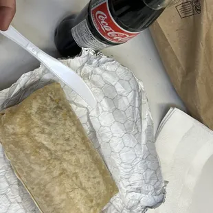Veggie Burrito and Small Coca-Cola Mexican