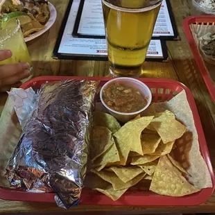Bar special: burrito, chips&amp;salsa, and modelo