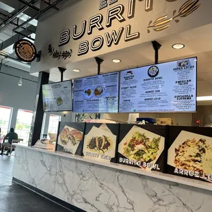 Walk up order counter and menu