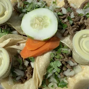 5 tacos de carne asada