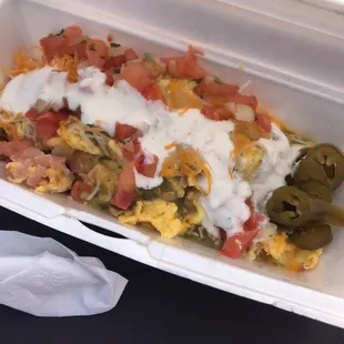 Breakfast burrito in a bowl