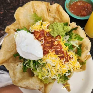 Taco salad lunch special. Comes with a drink