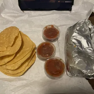 $7.17 Bean &amp; cheese burrito, comes w/ chips &amp; salsa
