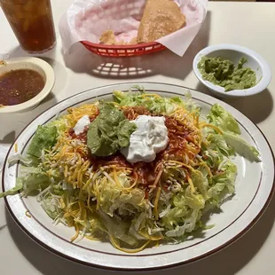 Tostada and guacamole
