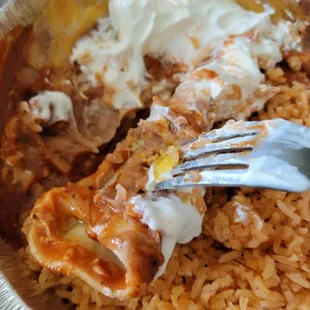 &quot;2 cheese enchilada meal&quot; given only one enchilada (sour cream added from home)