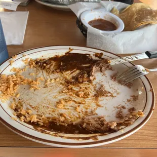 Remains of beef enchiladas