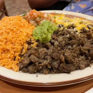 ##13 Carne Asada, Rice, Beans &amp; Tortillas