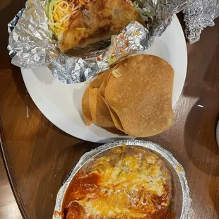 #3 Two Cheese Enchiladas, One Taco &amp; Beans