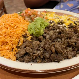 #13 Carne Asada, Rice, Beans & Tortillas