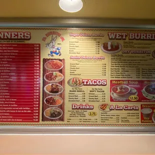 Menu as of 2/3/22