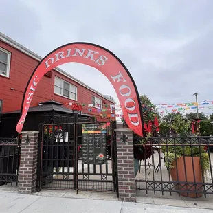 the entrance to the restaurant