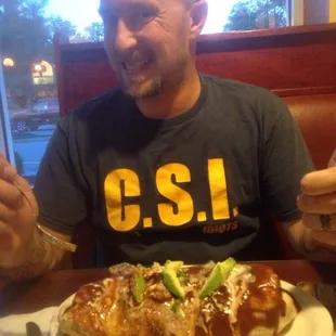 They have an eating challenge. Eat this whole burrito in an hour or less and get a tshirt! It&apos;s harder than it looks!!!